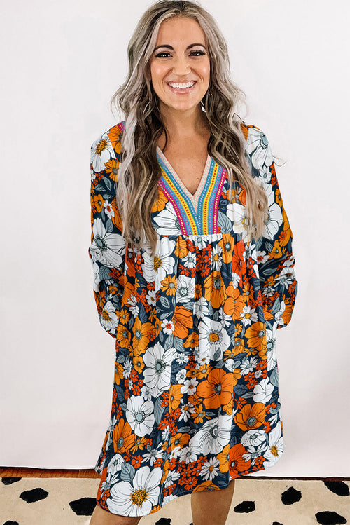 Blakely Floral Long Sleeve Mini Dress-0