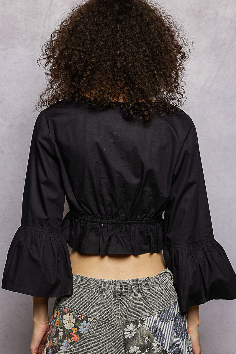 POL Floral Embroidered Cropped Blouse-3