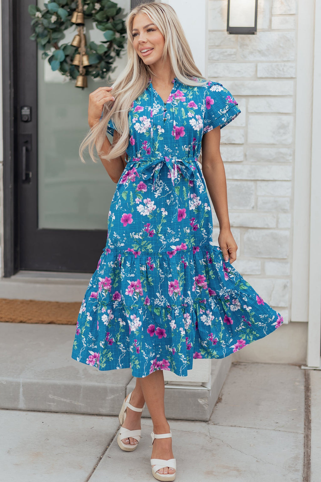 Tessa Tie Belted Long Dress-4