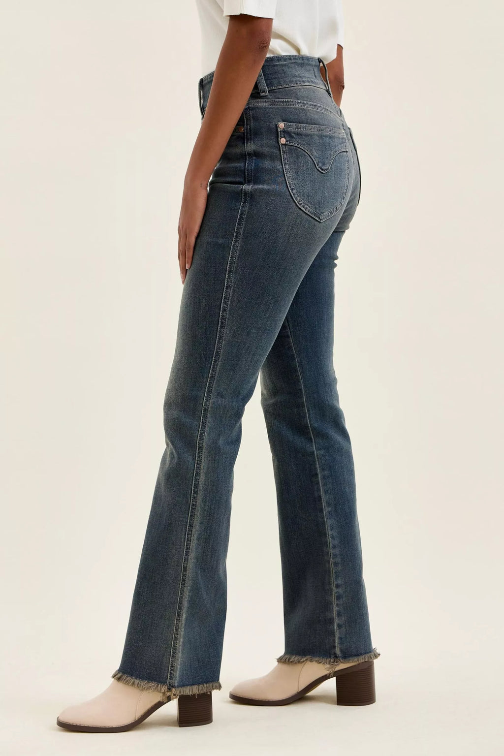 Judy Blue High Waist Double Button Frayed Hem Jeans-1