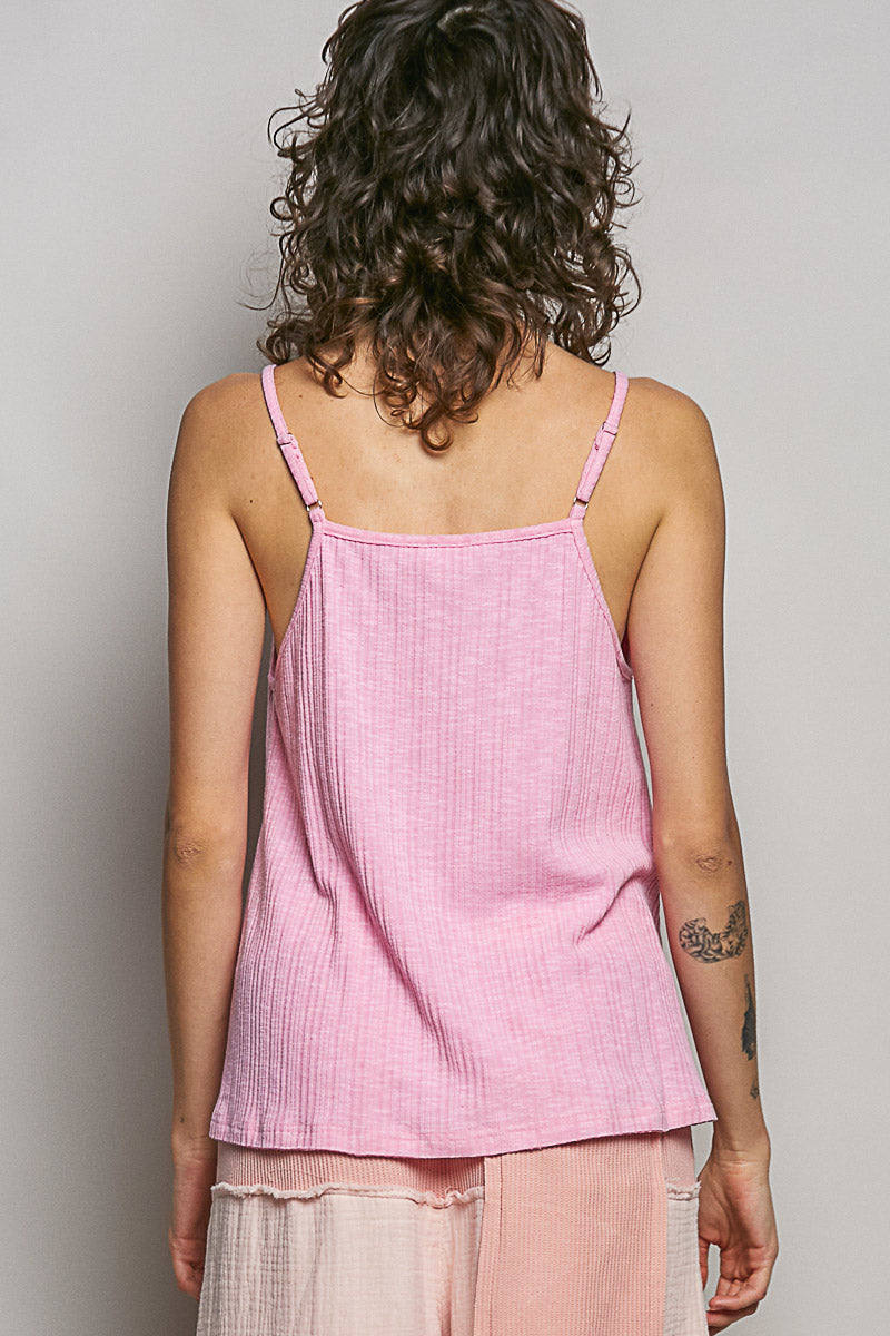 POL Lace Detail V-Neck Textured Knit Cami-3