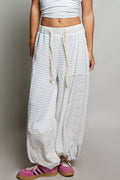 POL Patchwork Mixed Knit Wide Leg Pants-0