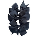 Set of 3- Black 4" Ribbon Bow Clips-0