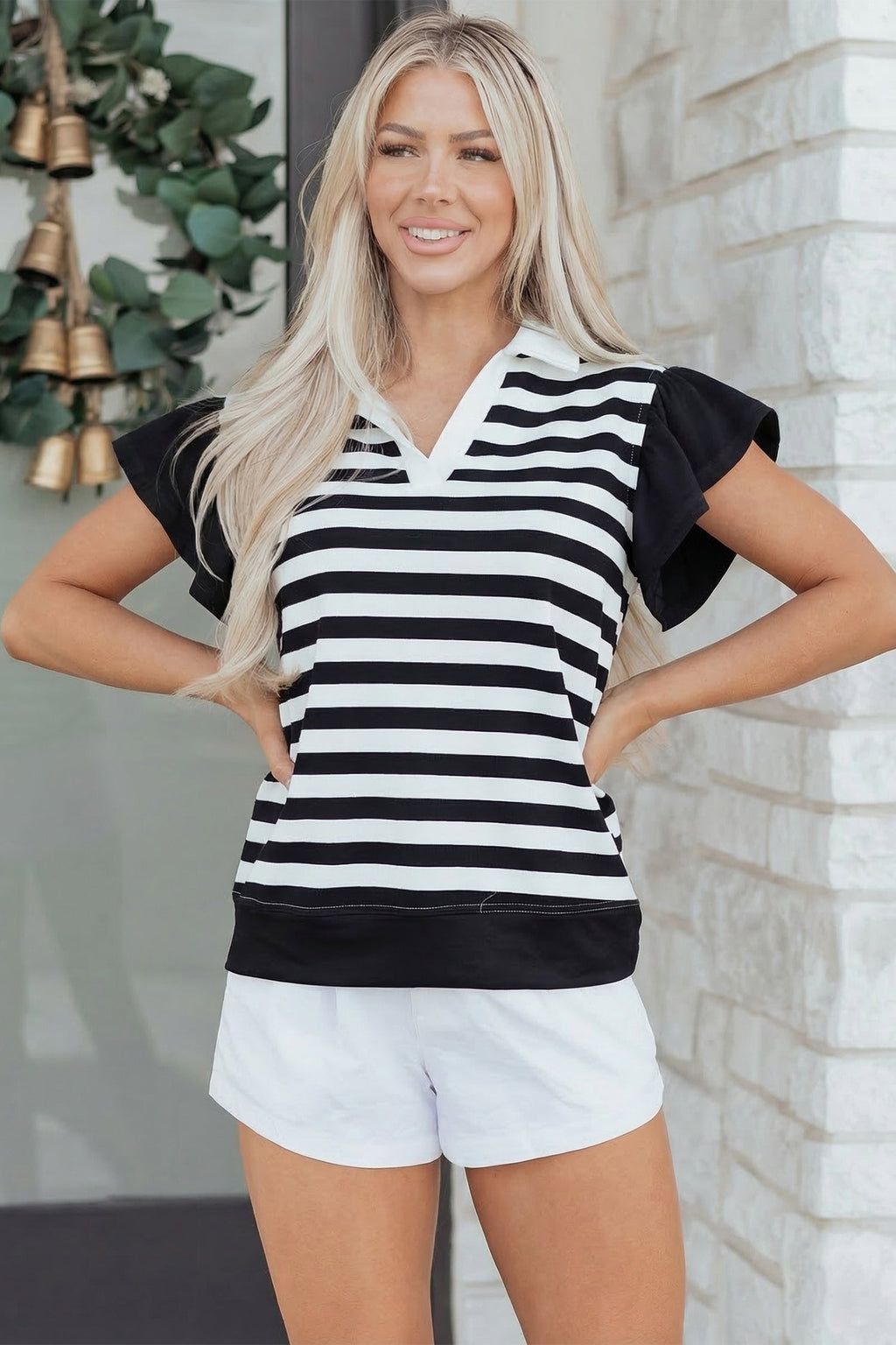 Lilith Ruffled Short Sleeve Blouse-0