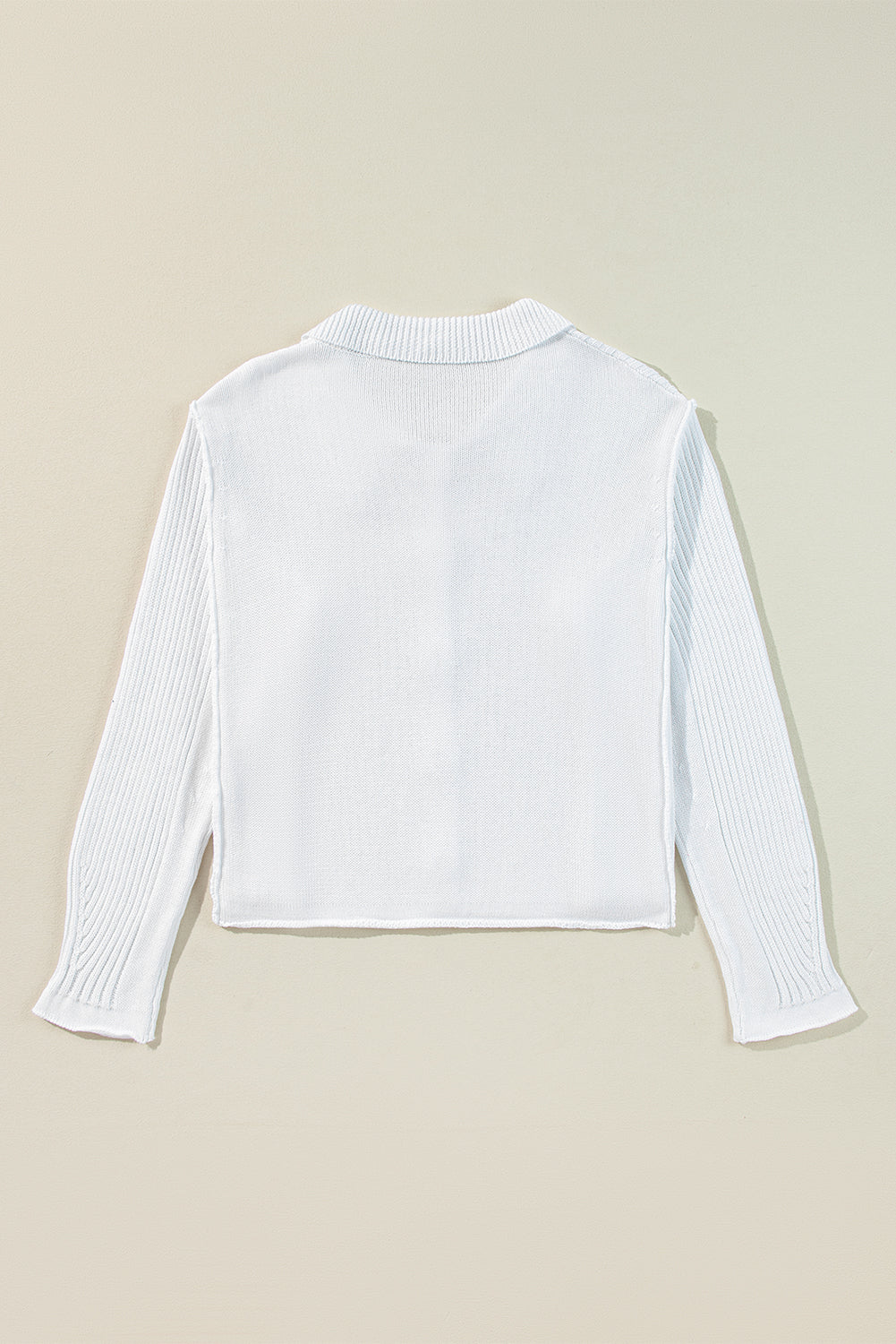 White Collared Button-up Loose Fit Casual Sweater