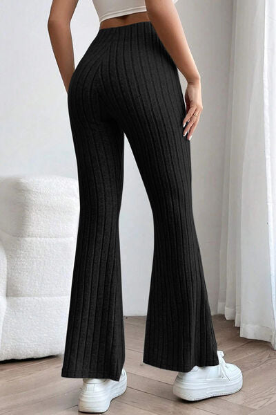 Basic Bae Full Size Ribbed High Waist Flare Pants-1