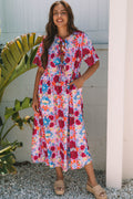 Hannah Floral Tied Front High Waist Long Dress-0