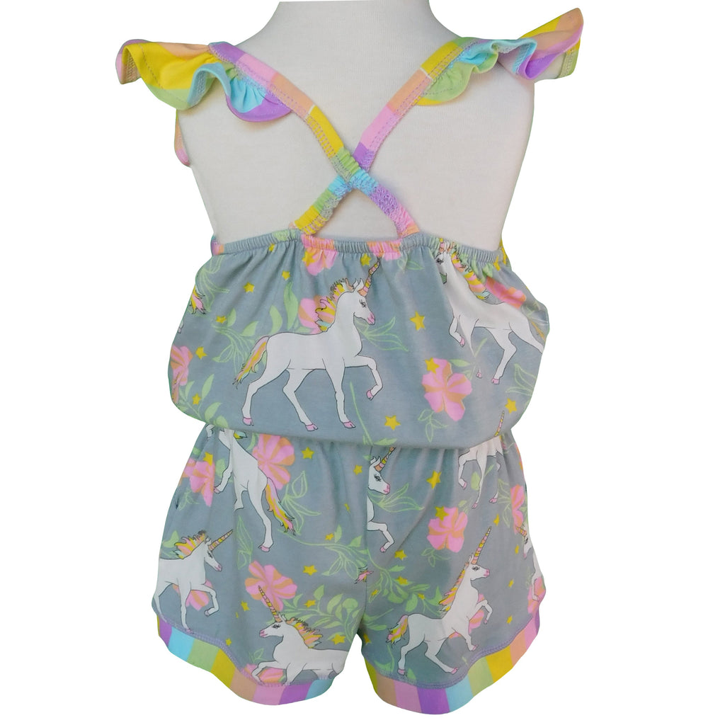 AnnLoren Girls Jumpsuit Magical Unicorn Rainbows Spring Boutique Clothing-1