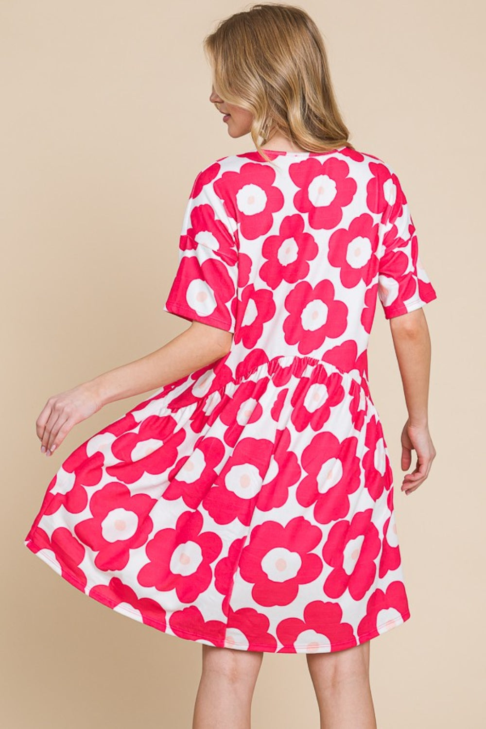 BOMBOM Flower Print Ruched Dress-1