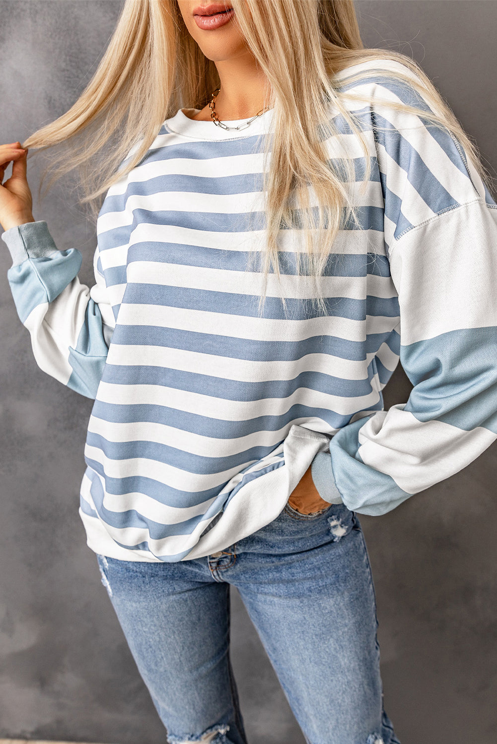 Elina Striped Pullover Sweatshirt-0