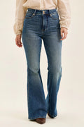 Judy Blue High Waist Double Button Tummy Control Flare Jeans-0