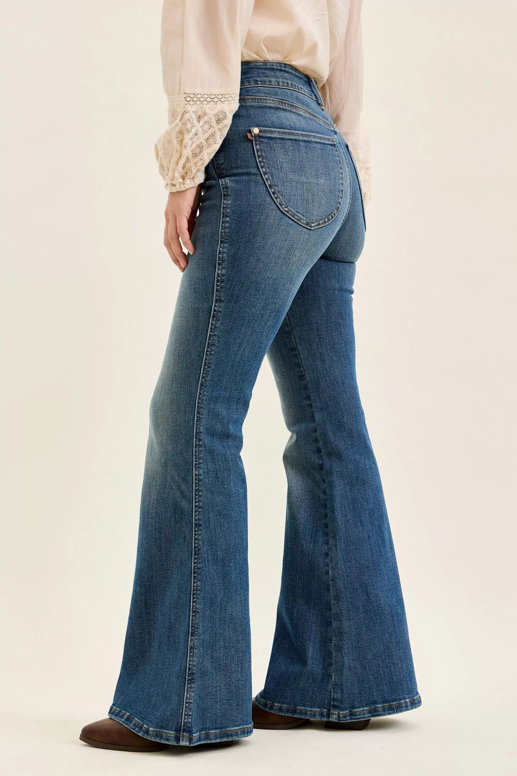 Judy Blue High Waist Double Button Tummy Control Flare Jeans-3