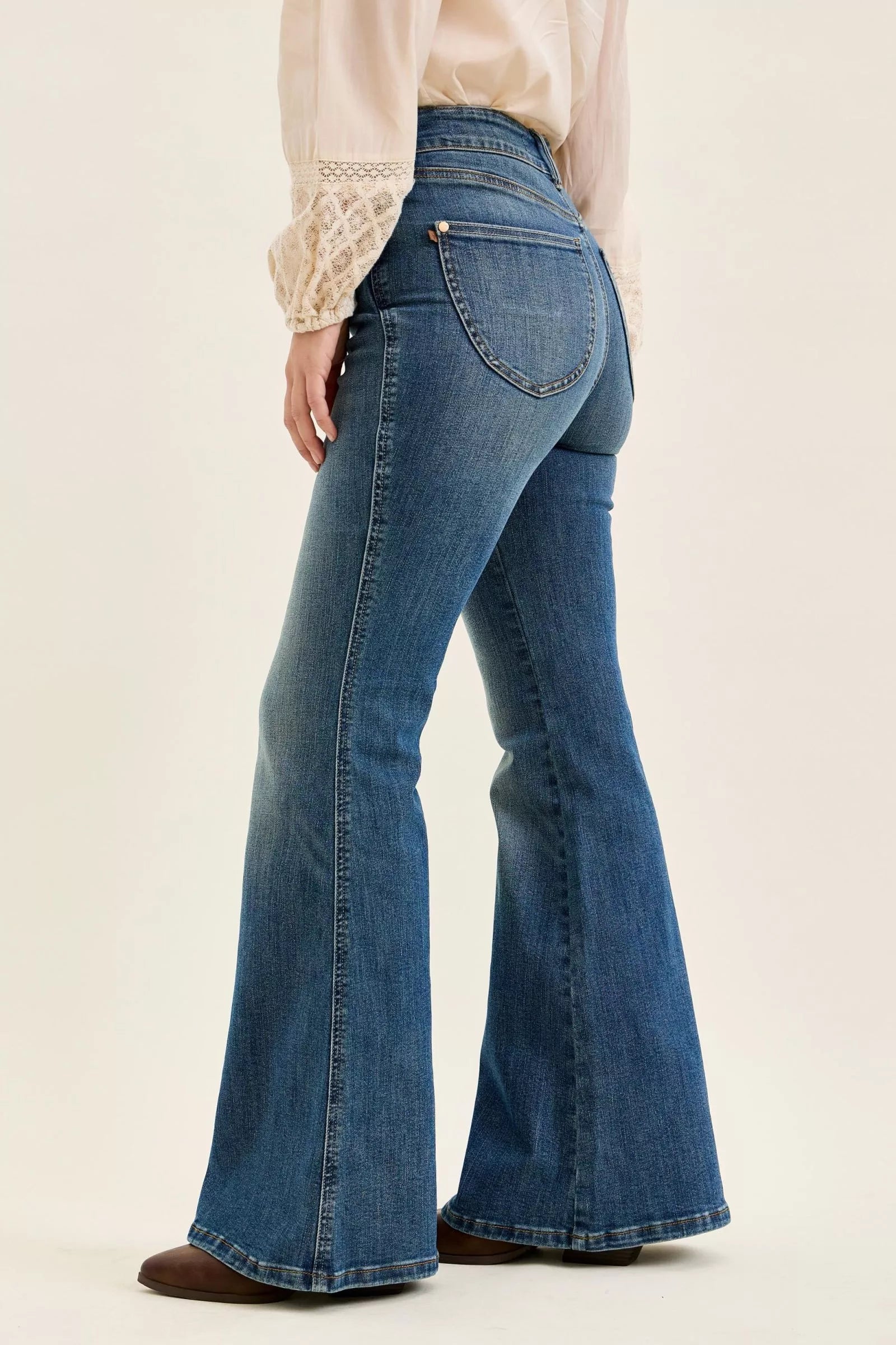 Judy Blue High Waist Double Button Tummy Control Flare Jeans-3