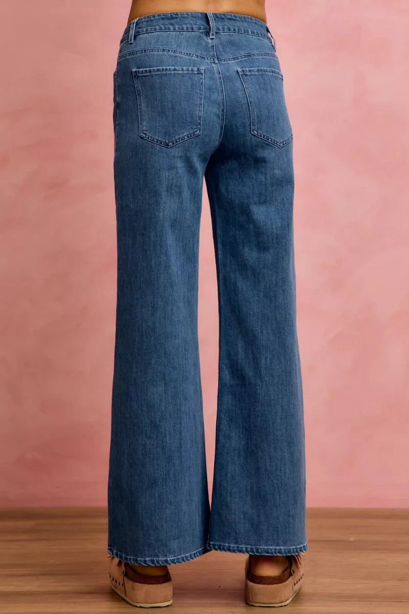SO ME Seam Detail Mid Rise Stretch Denim Jeans-1