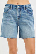 RISEN Slouchy Mid Length All Over Rhinestones Shorts-0