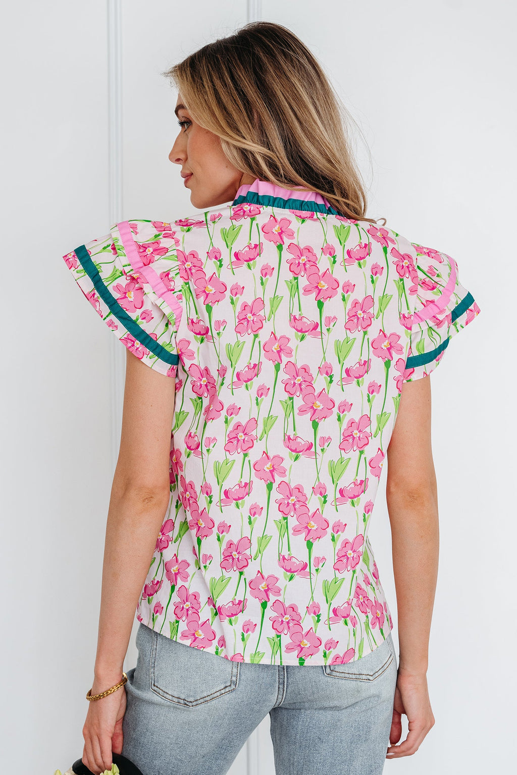 Elyse Ruffled Short Sleeve Blouse-1