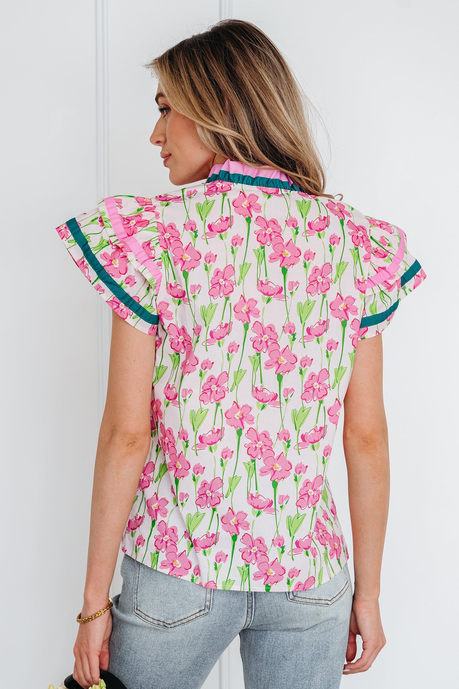 Elyse Ruffled Short Sleeve Blouse-1