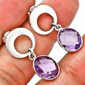 Premium Quality Amethyst Checker Briolette - Brazil Earrings E-1259 11-EE10024-0