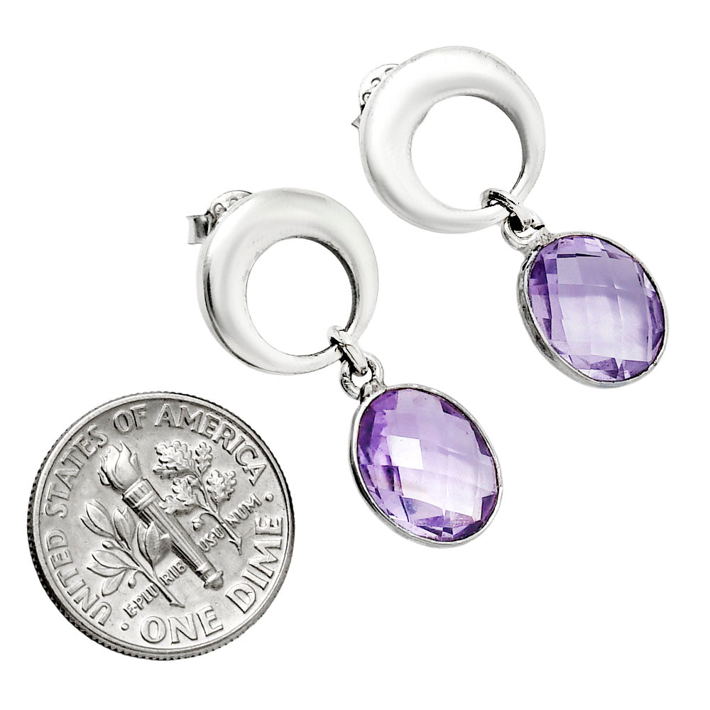 Premium Quality Amethyst Checker Briolette - Brazil Earrings E-1259 11-EE10024-2
