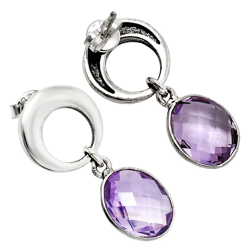 Premium Quality Amethyst Checker Briolette - Brazil Earrings E-1259 11-EE10024-1