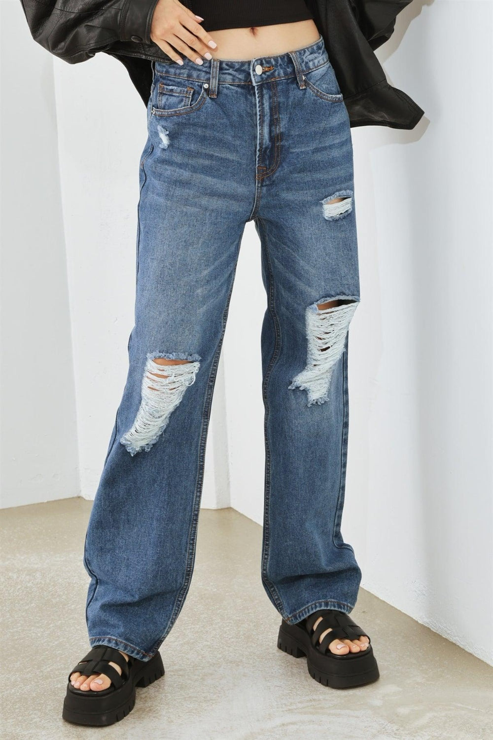 HAMMER COLLECTION Distressed High Waist Jeans-0