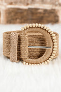 Kylie Beaded Straw Woven Belt-0