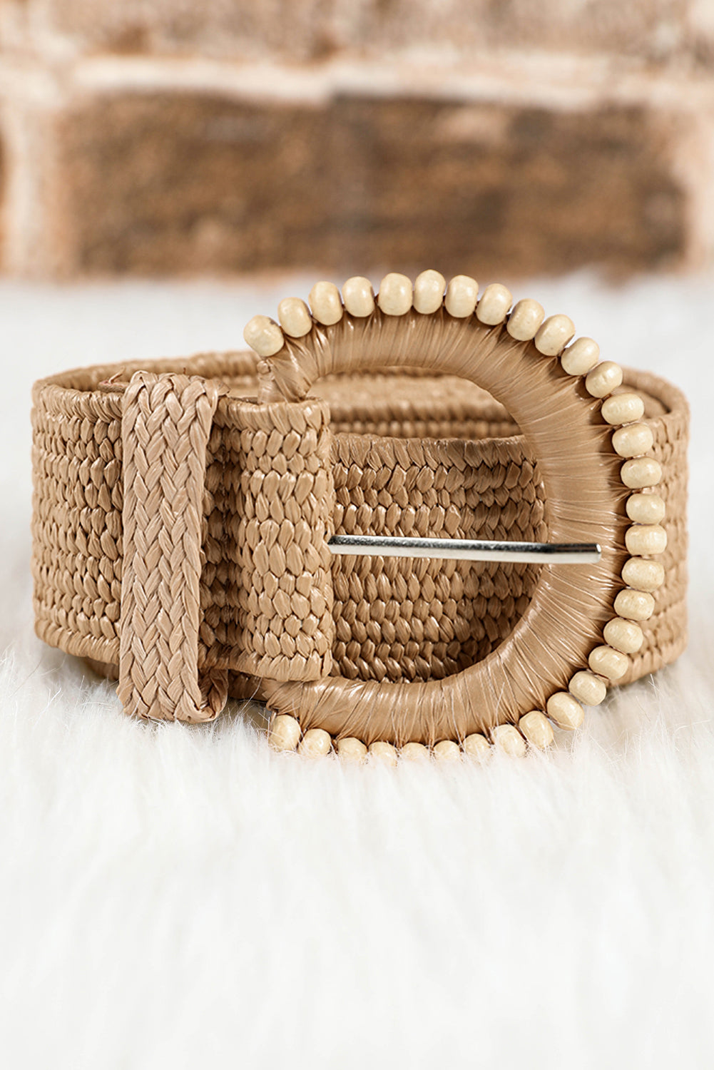 Kylie Beaded Straw Woven Belt-0