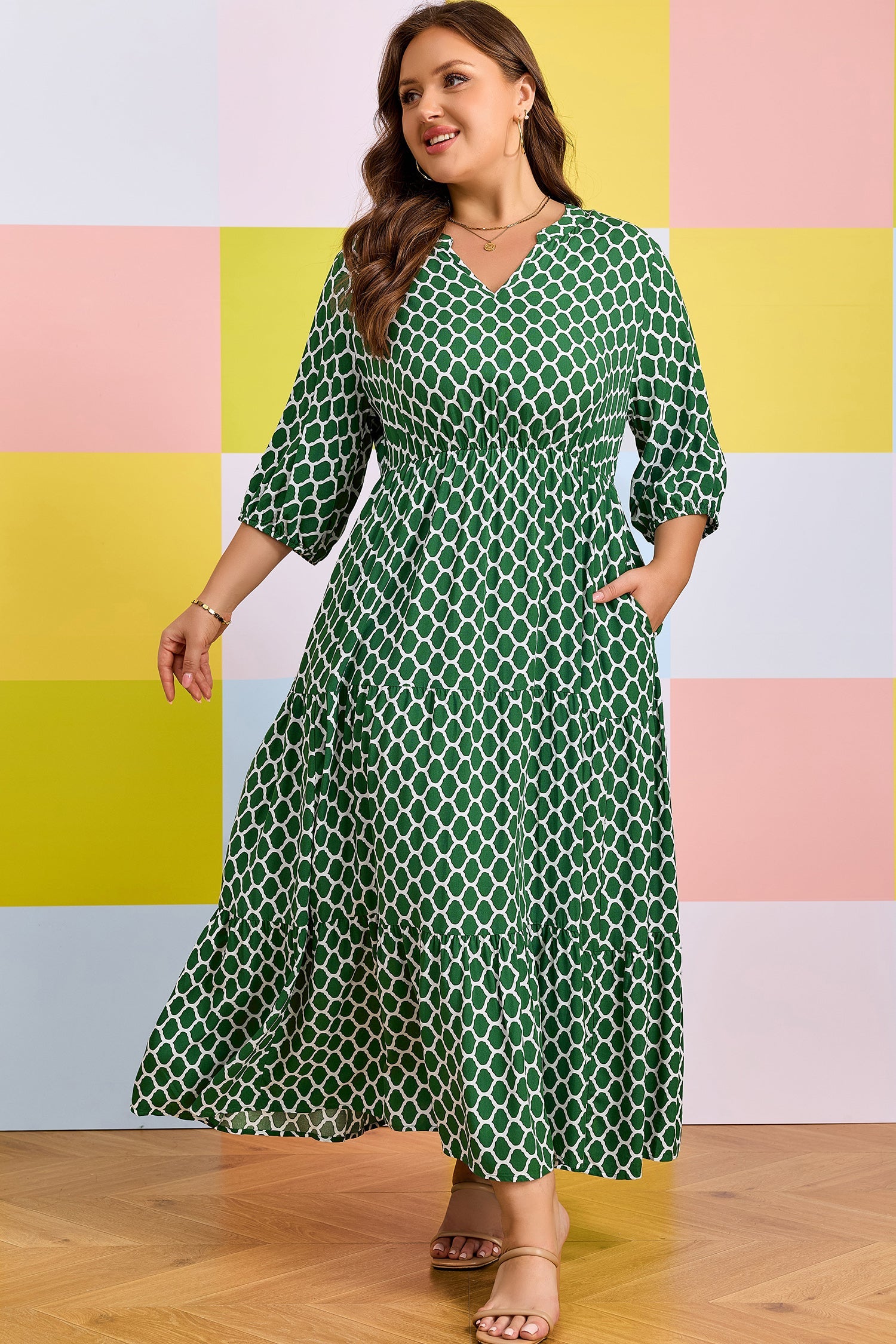 Johanna Ruffle Hem Casual PLUS Dress-2
