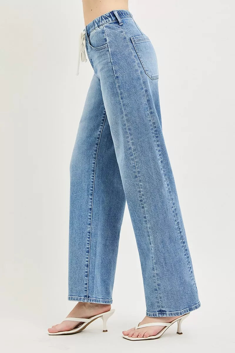 RISEN Relaxed Fit Drawstring Waist Jeans-3
