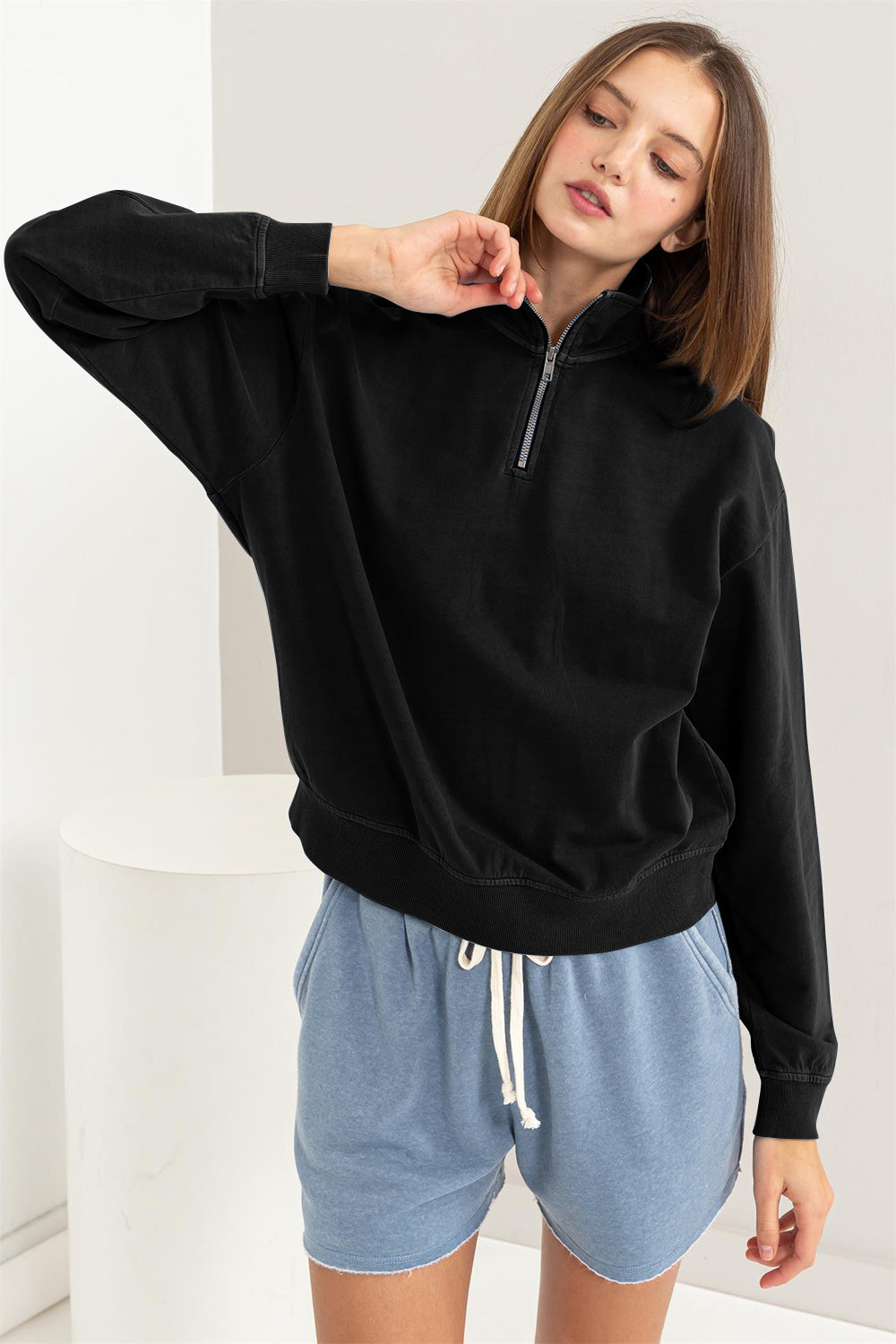 HYFVE Half Zip Drop Shoulder Sweatshirt-2