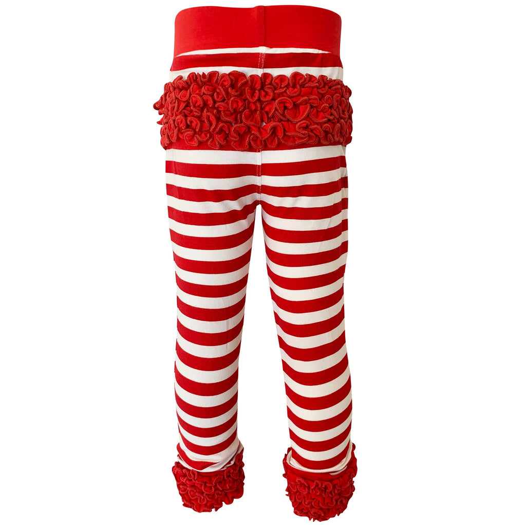 AnnLoren Baby Toddler Big Girls Boutique Red Ruffle Butt Leggings-3