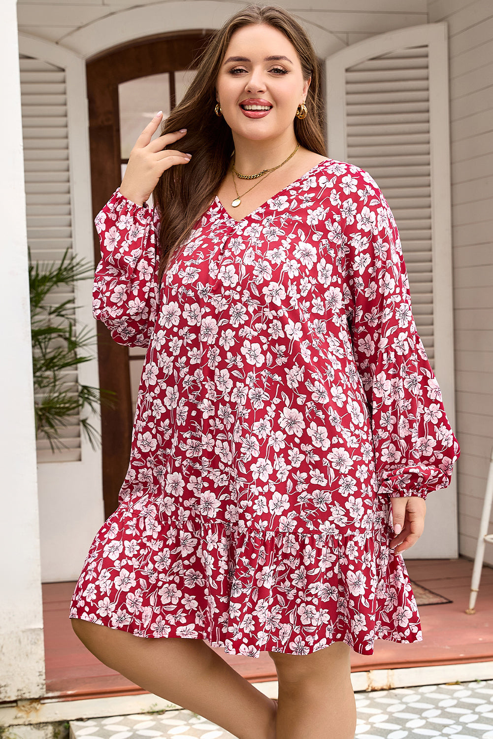 Georgina Balloon Sleeve Relaxed PLUS Dress-3