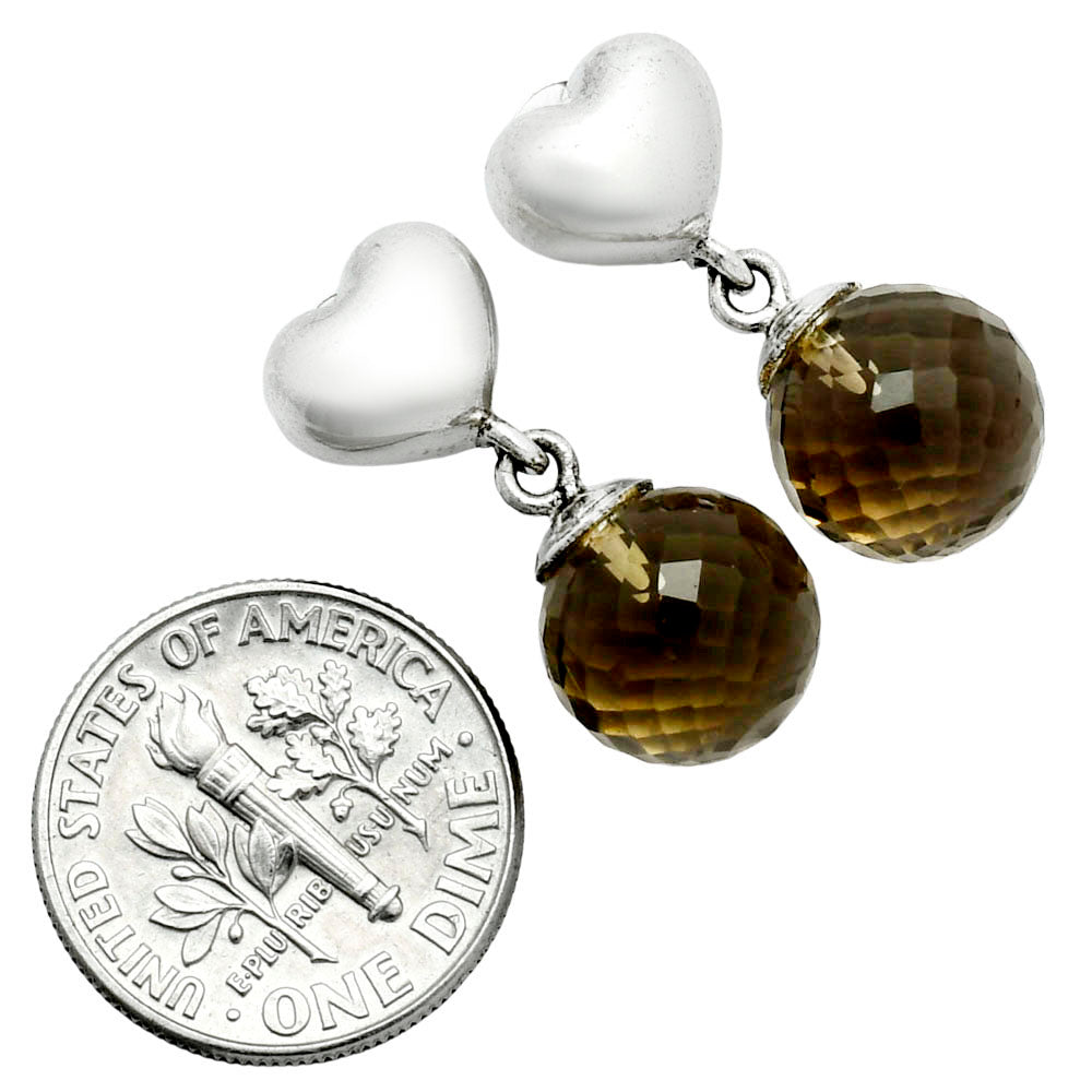 Premium Quality Heart - Smoky Quartz Ball - Brazil Earrings E-1258 17-EE10196-2