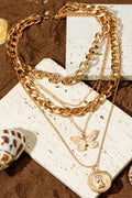 Amara Multilayer Butterfly Charm Necklace-0