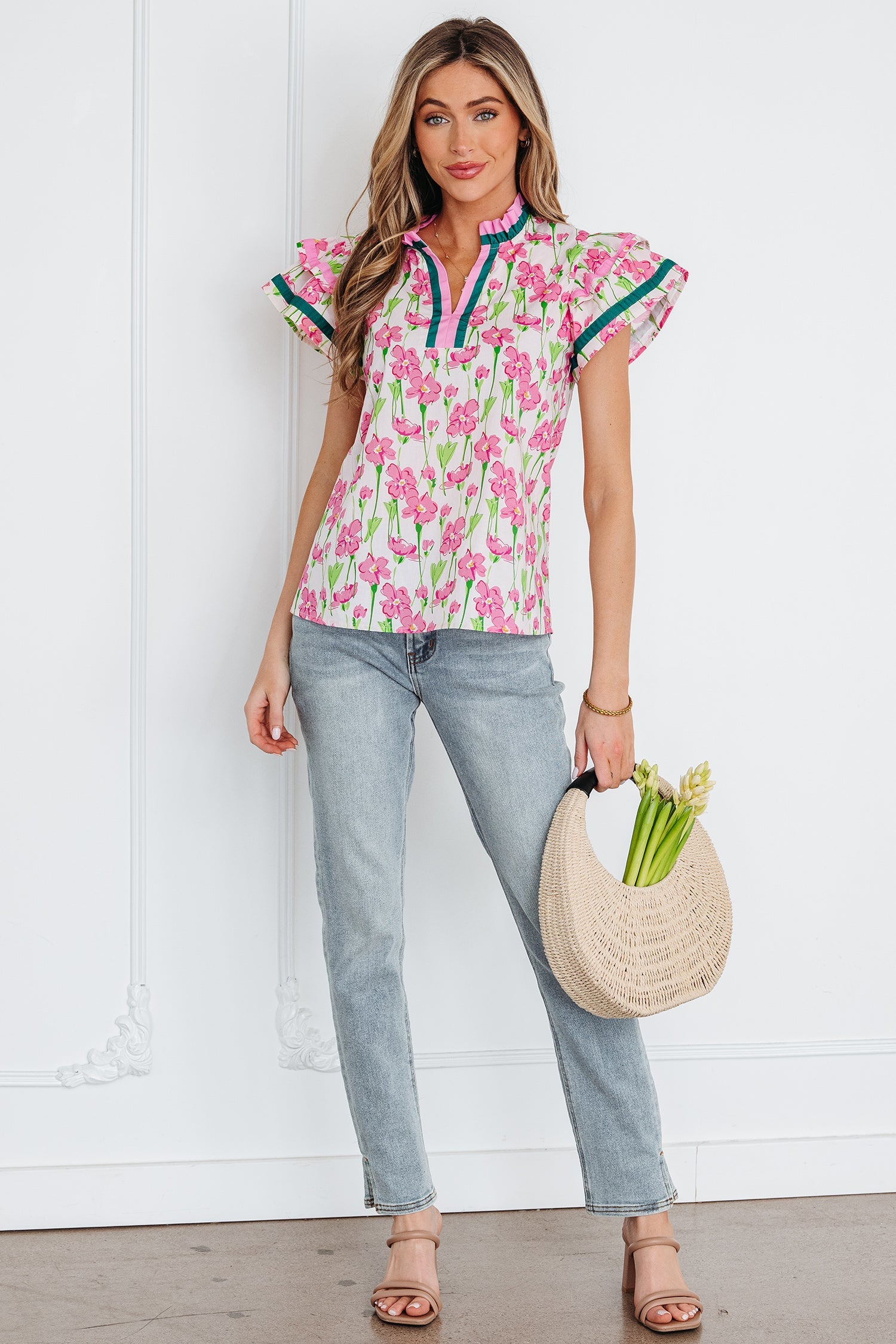 Elyse Ruffled Short Sleeve Blouse-3