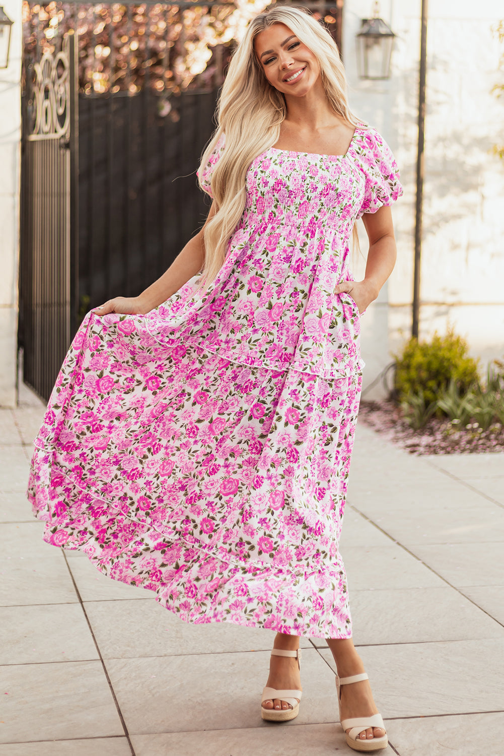 Raina Sleeve Flowy Long Dress-3