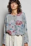 POL Floral Print Button-Down Knit Cardigan-0