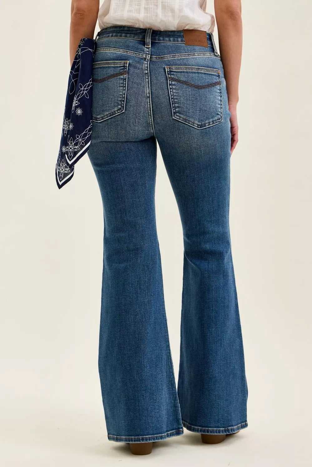 Judy Blue Mid Rise Jaqueline Flare with Triple Needle Back Pkts and Bandana Loop-3