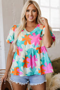 Kathryn Bubble Sleeve Peplum Blouse-0