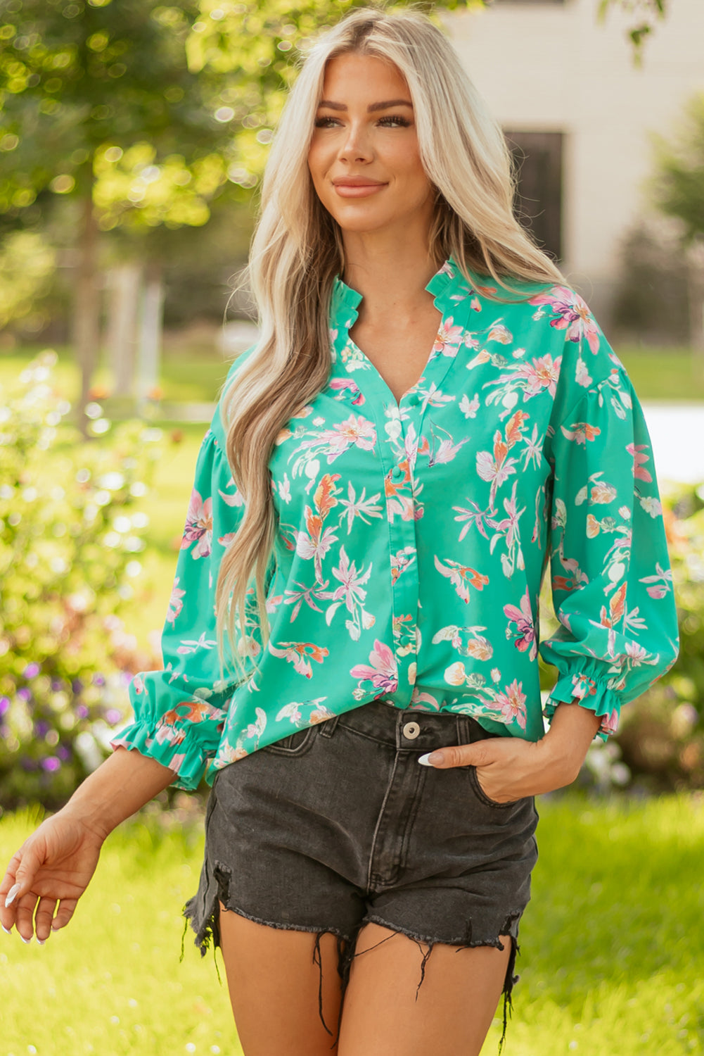 Bella Lantern Sleeve Front Shirt-3