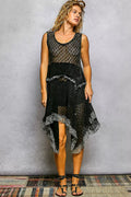 POL Texture Lace Ruffled Sleeveless Dress-0