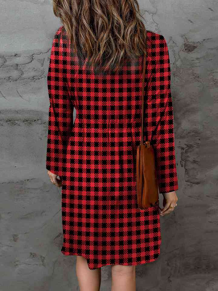 Double Take Full Size Plaid Round Neck Long Sleeve Magic Dress-1