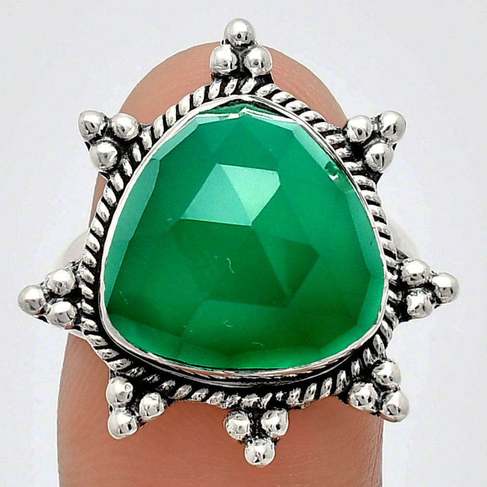 Premium Quality Green Onyx Checker Ring size-8 R-1234 21-ER10273-0