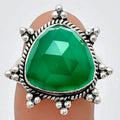Premium Quality Green Onyx Checker Ring size-8 R-1234 21-ER10273-0