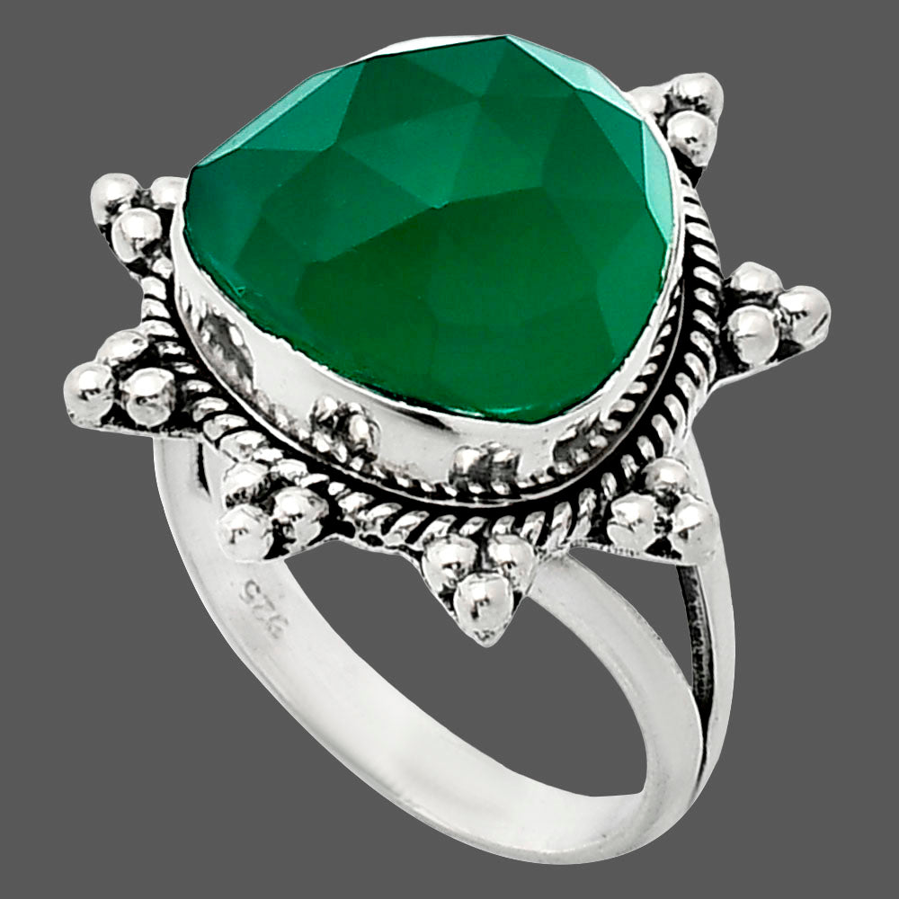 Premium Quality Green Onyx Checker Ring size-8 R-1234 21-ER10273-2
