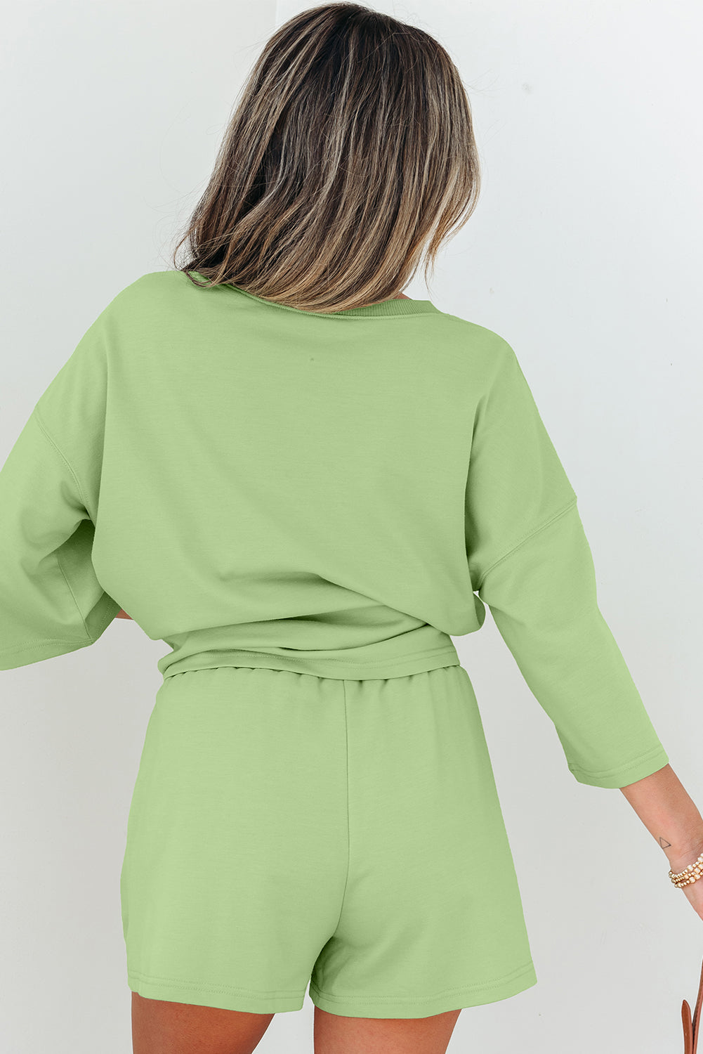 Emmeline Loose V Neck Half Sleeve Tee and Shorts-1
