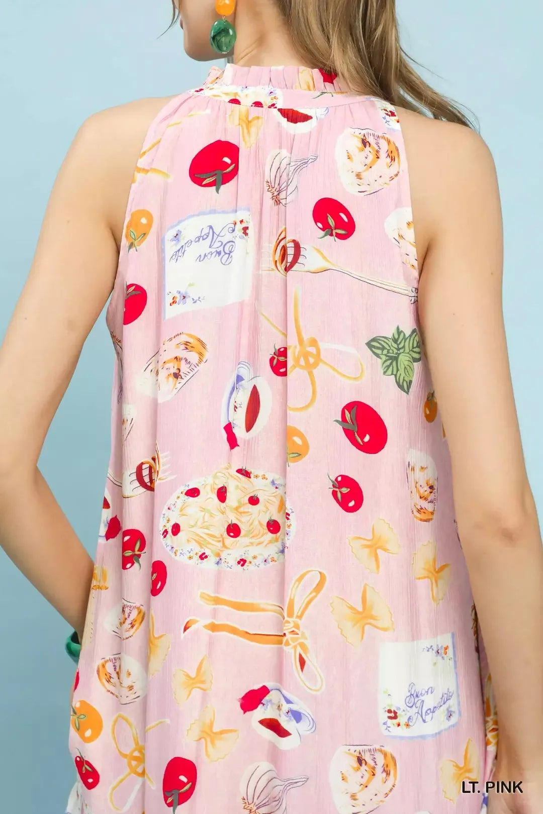 Umgee Abstract Print Tiered Halter Midi Dress-4