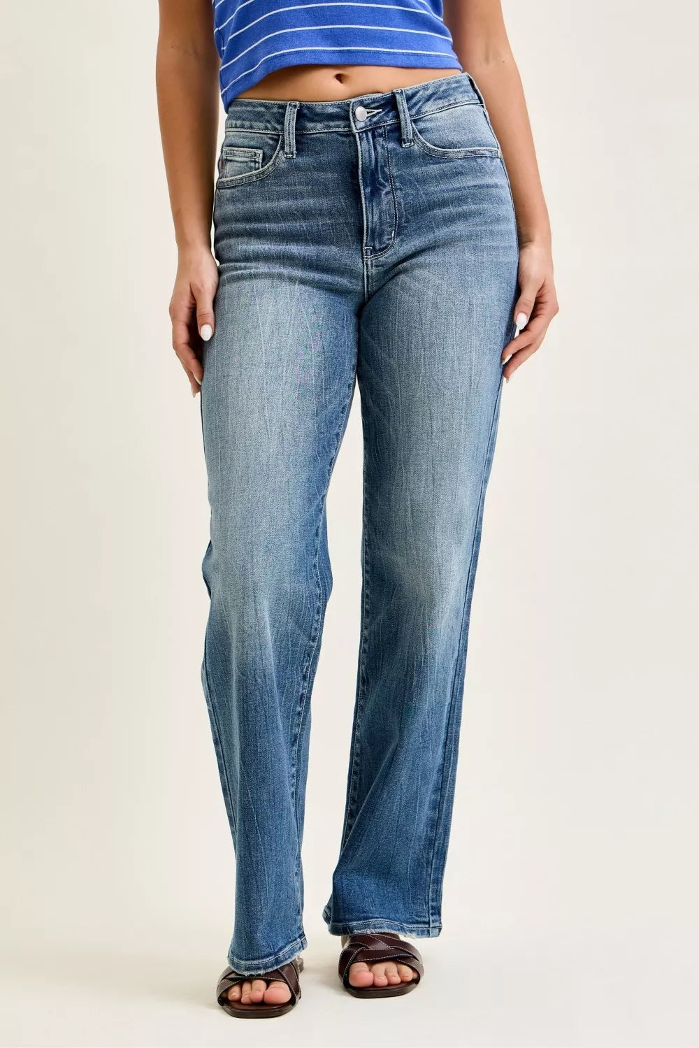 Judy Blue Mid Rise 90s Straight Jeans-0