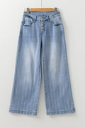 Sofia Pinstripe Wide Leg Jeans-0