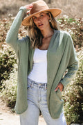Waffle Knit Open Front Cardigan-0
